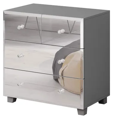 Image de Commode Bellagio, commode à tiroirs 72 x 45 x 75 cm, blanche, avec miroir et tiroirs