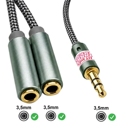 Produktbild von 3,5-mm-Audio-Y-Adapter zum Splitten oder Zusammenführen von Stereo-Audiosignalen
