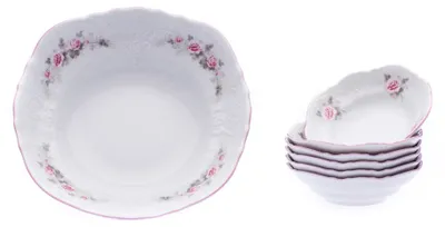Produktbild von Thun 1794 Bernadotte, Kompottenset, rosa, rosa gestreift, Thun, 7 Stück