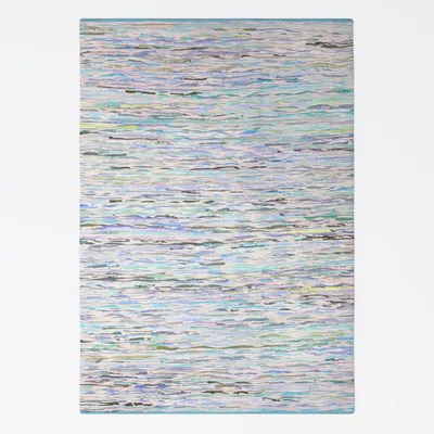 Obrázok produktu pre MY-RUG patchworkový koberec, Rajesh, 110x60, Chindi koberec svetlomodrý, vyrobený z recyklovaných bavlnených zvyškov, záplaty, ručne tkaný, obojstranný, obdĺžnikový