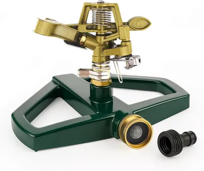 Produktbild von Rasensprenger mit Metallsockel – Impuls-Sprinkler mit automatischer 360° Rotation, ideal zur Rasenbewässerung großer Flächen bis 540 m²