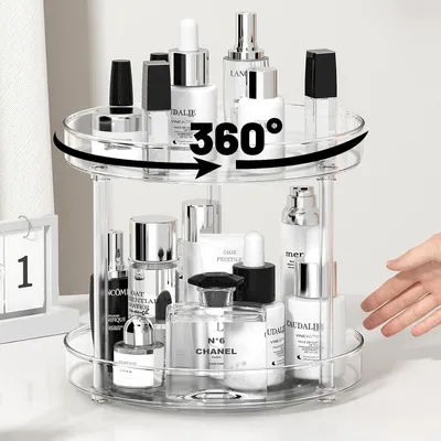 Produktbild von Drehbare Kräuterhalterung - Küchenorganizer - 2 Etagen - Transparent - 27cm
