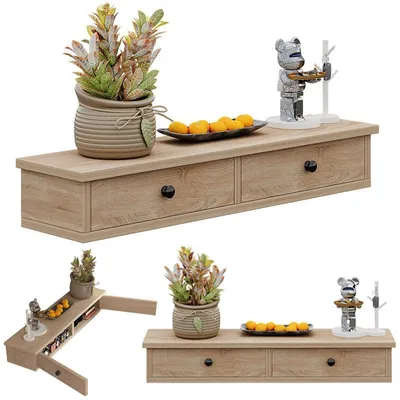 Obrázok produktu pre Závesná Polica S Dverami, Hnedá, Moderný Loft, Spálňa, Nástenná, 64 Cm