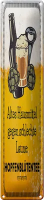 Produktbild von Blechschild  Altes Hausmittel Hopfenblütentee, 46 x 10 cm, Blechschilder Spruch Alkohol