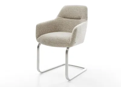 Produktbild von DELIFE Freischwinger Pejo-Flex Webstoff Soft Beige Freischwinger flach Edelstahl Taschenfederkern