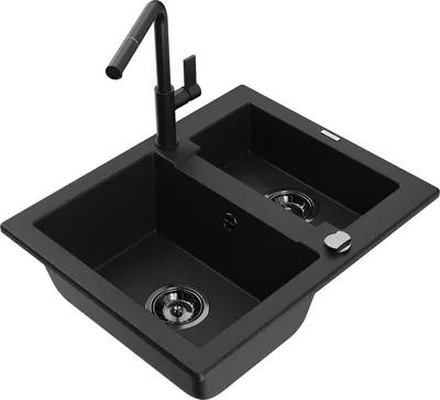 Produktbild von Mexen Carlos Granitspüle & Mischbatterie, Schwarz