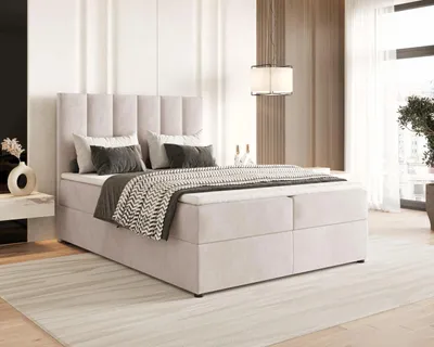 Produktbild von Chilly Möbel Design Bett Astoria - Komfort Boxspringbett mit Bettkasten, Matratze H2/H3 und Topper 140x200 cm / Jasmine / Beige