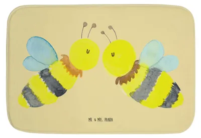 Produktbild von Mr. & Mrs. Panda badezimmermatte Biene Liebe - Gelb Pastell - Geschenk, Badezimmerteppich, Duschvorleger, Badvorleger, duschmatte, Badematte, Badteppich
