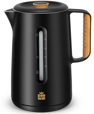 Wasserkocher 1,7 L, doppelwandig, Edelstahl, schwarz