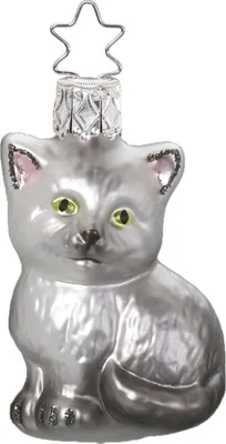 Produktbild von Karlo Katze 6.5 cm - Inge-Glas 10010S019 Haus und Hof - Christbaumschmuck Glas mundgeblasen Weihnachten Deko