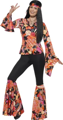 Produktbild von Smiffys „Willow, die Hippie“-Kostüm, mehrfarbig – für Halloween und Karneval