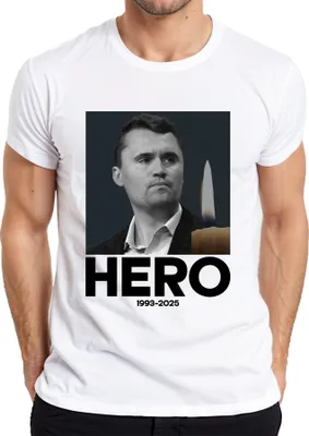 Immagine prodotto di Maglietta da uomo Charlie Kirk Hero Rest in Peace Republican Advisor President, bianca, L