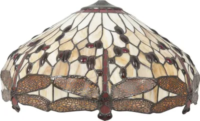 Produktbild von Clayre & Eef Lampenschirm Tiffany Ø 49x28 cm Braun Beige Glas Libelle