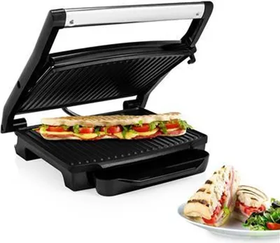 Produktbild von Princess 01.112415.01.001 Paninigrill, Schwarz, Edelstahl, Rechteckig, Rost, 300 x 240 mm, Verschlussdeckel