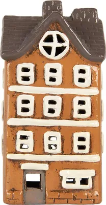 Immagine prodotto di Clayre & Eef Portacandele House 12x10x23 cm in Vetroceramica arancione