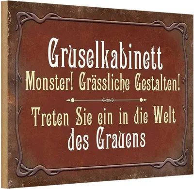 Produktbild von vianmo Holzschild 20x30 cm Gruselkabinett Treten Sie ein Dekoration