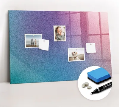 Produktbild von Magnetpinnwand Memoboard - Zubehörsatz - Weißer Marker + Schwamm + Magnete - 90 x 60 cm - Farbverlaufsmuster
