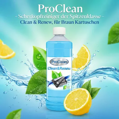 Produktbild von 1 Liter ( 1 x 1 Liter ) ProClean - Scherkopfreiniger der Spitzenklasse - Clean & Renew, für Braun Kartuschen