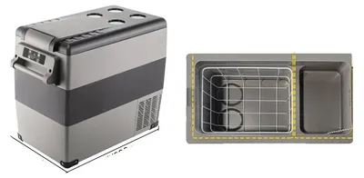 Zdjęcie produktu dla Mini lodówka, przenośna lodówka, wydajne opcje zasilania, 55 l