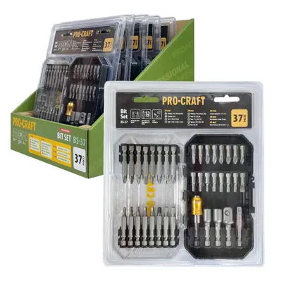 Obrázok produktu pre Procraft BS-37 Sada bitov 37 kusov oceľ S2 Phillips / Pozidriv / Torx / Hex / Slot / Square