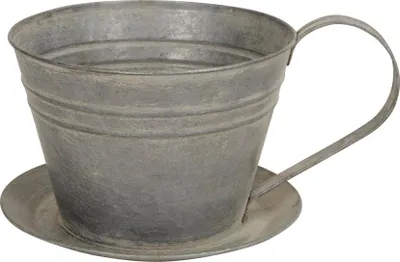 Produktbild von Pflanztopf TASSE grau Pflanztasse D20cm Blumentopf aus Metall Landhausstil