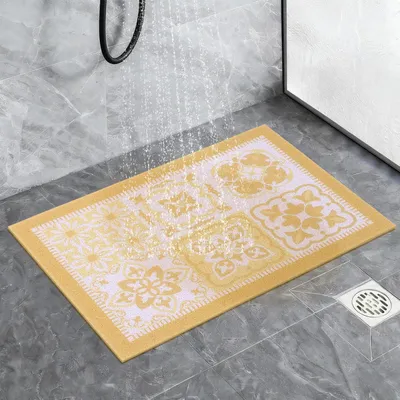 Immagine prodotto di Tappetino da doccia antiscivolo, simile alla luffa, in PVC, beige e giallo, 80 x 50 cm