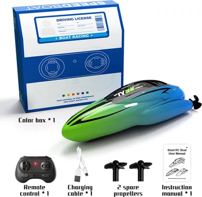 Produktbild von Ferngesteuertes Boot, 2,4 GHz wasserdichtes wiederaufladbares Schnellboot für Pools und Seen, Mini-Stunt-Spielzeug für Kinder Erwachsene Jungen Mädche
