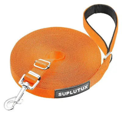 Produktbild von Schleppleine für Hunde, Verstellbar, Gepolsterter Griff, Aufbewahrungstasche, Orange, 25m