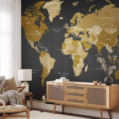 Zdjęcie produktu dla Tapeta flizelinowa - Mapa świata: Nowoczesna Geografia 100x70 cm Mapy k-A-0092-a-a
