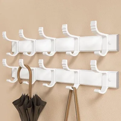 Image de Tringles à vêtements à fixation murale : lot de 2 tringles à vêtements robustes, couleur blanche