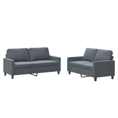 Image de vidaXL Ensemble de canapés 2 pièces avec coussins gris foncé velours