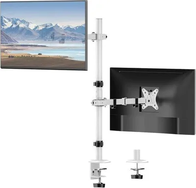 Obrázek produktu pro Držák monitoru pro 2 monitory, vertikální, výška 80 cm, nastavitelný, pro obrazovky 17-32 palců, standard VESA 75/100, nosnost až 8 kg