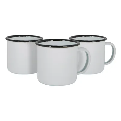 Produktbild von Argon Ta Weiße Emaille-Espressotassen - Stahl Outdoor-Camping-Tee-Kaffeetasse - 130ml - Schwarz - Packung mit 12