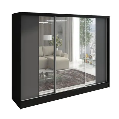 Produktbild von Schwebetürenschrank VENA 3-türiger Kleiderschrank mit 3 Spiegeln, 3  Kleiderstangen – Funktionalität und Eleganz!