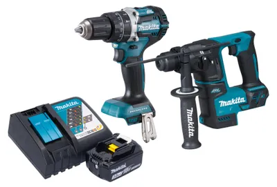 Immagine prodotto di Kit combinato a batteria Makita DLX 2278 RF1 + trapano a percussione DHP 484 54 Nm + trapano a percussione DHR 171 1,2 J + 1x batteria ricaricabile 3,0 Ah + caricabatterie