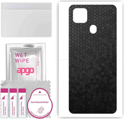 Produktbild von apgo Rückseite Schutzfolie, Skin, kompatibel mit ZTE Blade 20, Hinten Displayschutzfolie aus Vinylfolie, kratzfest, einfache Montage - Schwarze Honigwabe