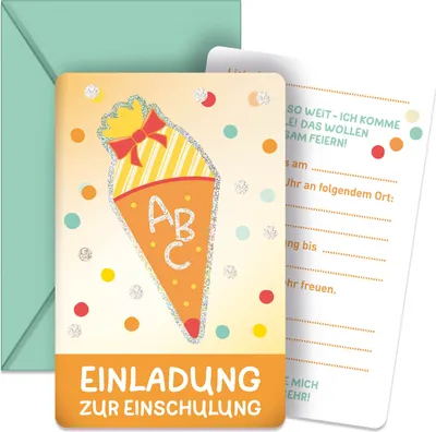 Produktbild von ROTH Einladungskarten mit Glitzerfolie 10 Karten + Umschläge in Box