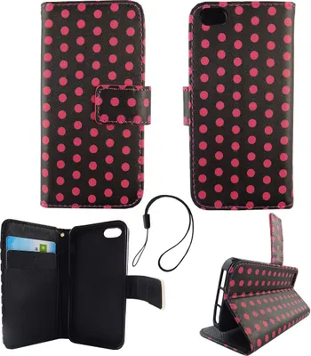 Zdjęcie produktu dla Etui na telefon komórkowy Etui na telefon komórkowy Apple iPhone 5 / 5s / SE Polka Dot Black Pink
