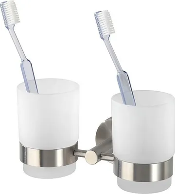 Produktbild von WENKO Zahnputz Becher Edelstahl rostfrei Bürsten Halter Bad Accessoires BOSIO