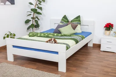 Produktbild von Buche Holzbett Bettgestell 140 x 200 cm Weiß