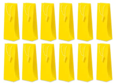 Produktbild von Flaschentüte Geschenktüten 12 Stück einfarbig Gelb, Geburtstagsgeschenk, Tüten für Flaschen als Geschenk zu besonderen Anlässen