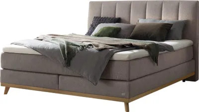 Produktbild von HASENA Boxspringbett Stefania grey Holz Eiche bright 200x200 : Topper - Glamour Top (soft)