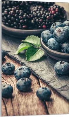 Produktbild von Herdabdeckplatte 30x52 Glaskeramikkochfeld Abdeckung Spritzschutz Glasplatte Deko Schneidebrett, Blaubeeren Holz