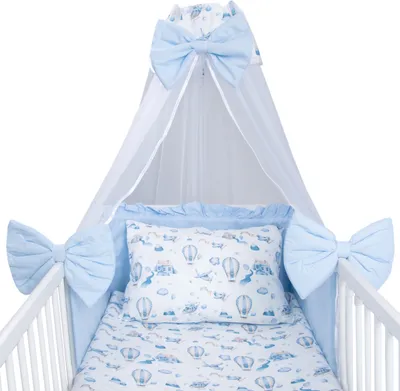 Produktbild von Amilian Kinderbettwäsche 100x135 cm 7tlg Set: Nestchen, Betthimmel, Chiffonhimmel