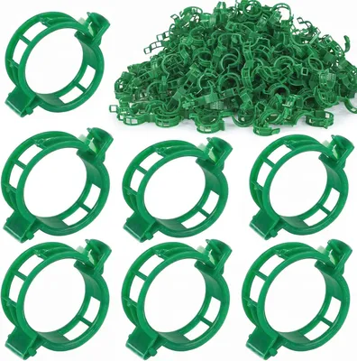 Produktbild von 100 Stück Pflanzenclips und Pflanzenstützklammern für Tomaten, Gurken und Kletterpflanzen, grün