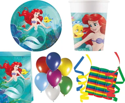 Produktbild von 24-tlg. Set Kindergeburtstag Party Feier Fete Deko Motto Ariel Curious