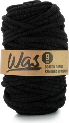 Obrázok produktu pre WAS, bavlnená šnúra s polyesterovým jadrom, pletená, 9 mm, 50 m, čierna