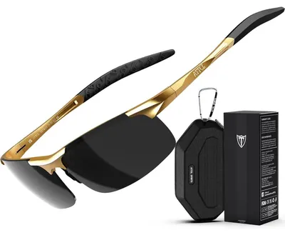 Imagen del producto de Gafas de sol para hombre, polarizadas, con montura de metal, aleación de aluminio y magnesio, ultraligeras, color amarillo/gris