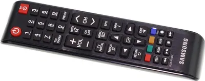 A black Samsung remote control is shown against a white background.