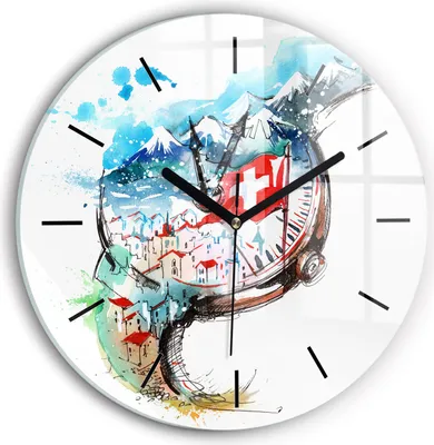 Produktbild von Wallfluent Wanduhr – Stilles Quarzuhrwerk - Uhr Dekoration Wohnzimmer Schlafzimmer Küche - Zifferblatt mit Striche - schwarze Zeiger - 30 cm - Schweizer Uhr